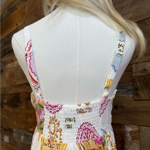 Paper Heart Dolce Vita multi colored linen blend spaghetti strap tiered dress SM - Picture 4 of 12